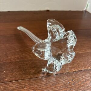 Vintage‎ Art Glass Hand Blown 8 Inch Lily Clear Flower Single Bud